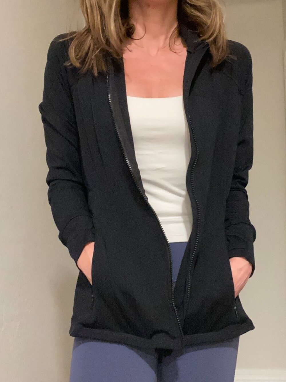 Fabletics Black Thumbhole Workout Jacket Medium